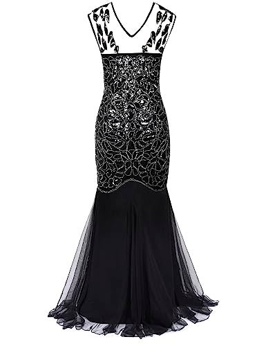 PrettyGuide Women 's 1920s Black Sequin Gatsby Formal Evening Prom Dress XL Black - Image 2