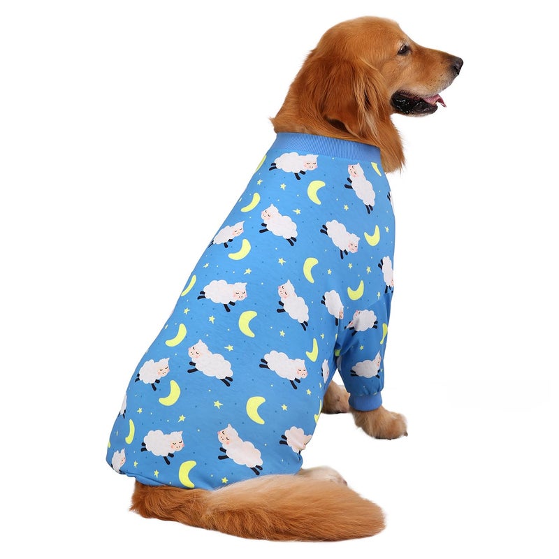 HDE Dog Pajamas One Piece Jammies Jumpsuit Pet Clothes Outfit Stretchy Lightweight Comfy Shirt Pjs for M-3XL Dogs Counting Sheep - 2XL - Image 3