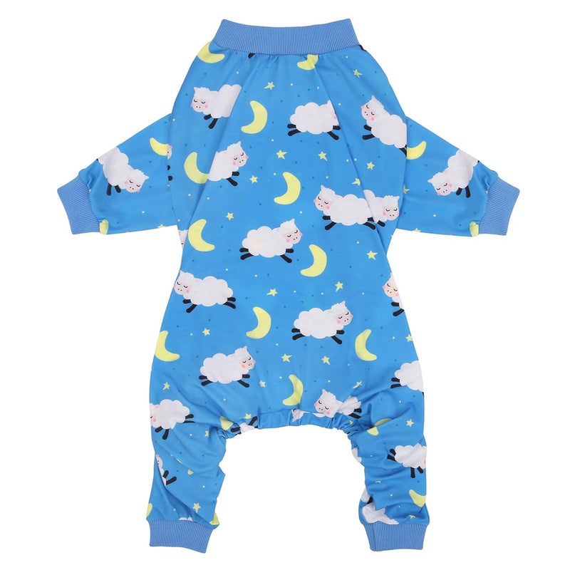 HDE Dog Pajamas One Piece Jammies Jumpsuit Pet Clothes Outfit Stretchy Lightweight Comfy Shirt Pjs for M-3XL Dogs Counting Sheep - 2XL - Image 4