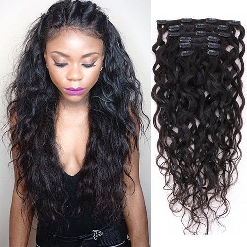 Natural Curly Clip in Human Hair Extensions for Black Women Natural Wave Real Human Remy Hair Clip in Extension for African American Natural Hair Extensions Clip ins 7PcsSet 120Gram 20inch