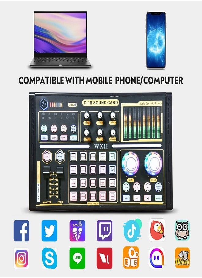 Sunbmebge - Golden BM800+DJ18 Sound Card Kit, Live Streaming Computer, Mobile Phone Live Streaming Sound Card Equipment Complete Microphone Sound Card Kit - Image 1