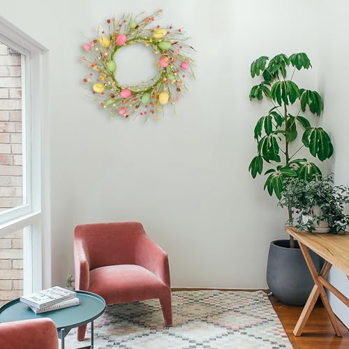 WreathDream Easter Wreaths for Front Door Easter Egg Wreath with Colorful Eggs,Berry for Front Door Indoor Outdoor Party Home Wall Window Festival Decoration - Image 5