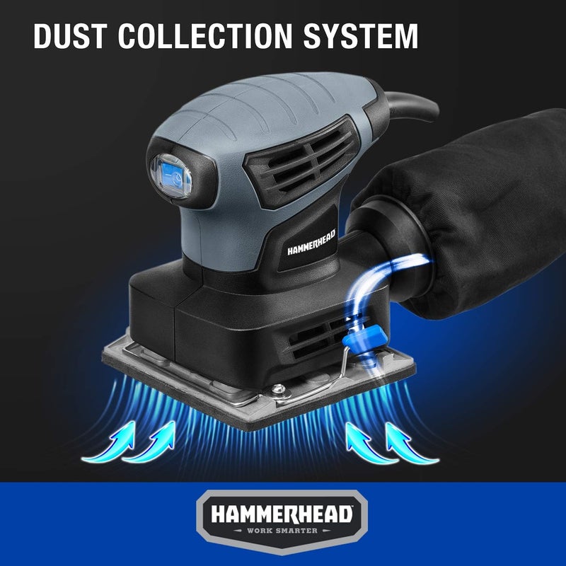 HAMMERHEAD 2.0-Amp 1/4 Sheet Palm Sander with 12pcs Sandpaper– HAPS020 - Image 4