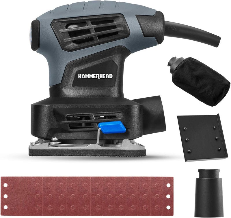 HAMMERHEAD 2.0-Amp 1/4 Sheet Palm Sander with 12pcs Sandpaper– HAPS020 - Image 1