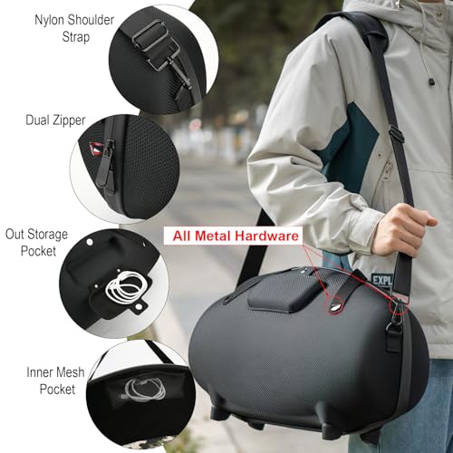 TXEsign Case for JBL Boombox 3/Boombox 2/Boombox Portable Speaker, Travel Carrying Case Stand Up Hard Case Replacement Cover w Shoulder Strap Tote Handle (Black w One Mesh Pocket One Outer Pocket) - Image 5