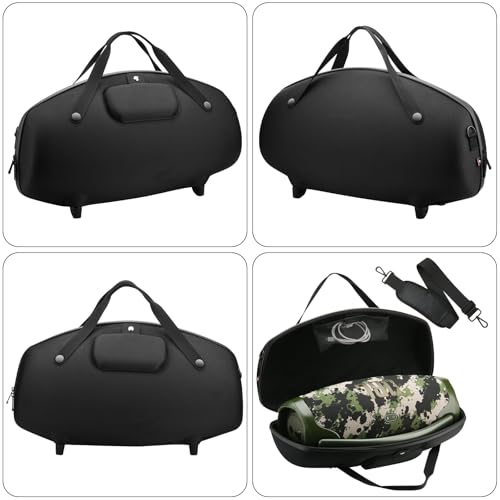 TXEsign Case for JBL Boombox 3/Boombox 2/Boombox Portable Speaker, Travel Carrying Case Stand Up Hard Case Replacement Cover w Shoulder Strap Tote Handle (Black w One Mesh Pocket One Outer Pocket) - Image 4