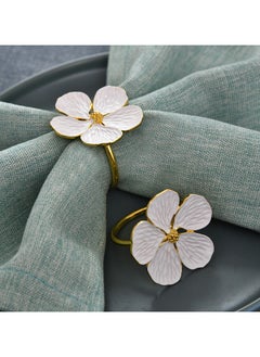 RTYY 6Pcs White Flower Napkin Rings Gold Metal Napkin Holders Wedding Floral Napkin Buckles Thanksgiving Christmas Ramadan Festival Table Decor  - Image 4