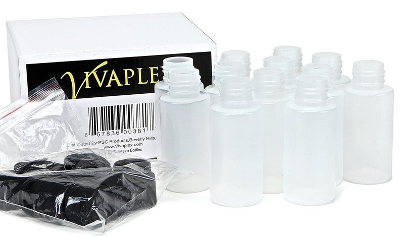 Vivaplex 12 Clear 2 oz Plastic Squeeze Bottles with Black Flip Top Caps - Image 3