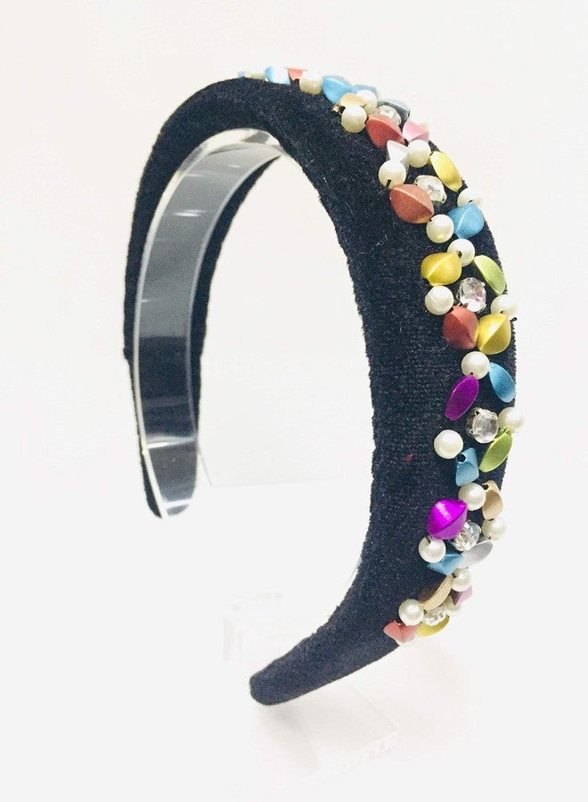 Nnr Girls Beaded Hair Bands With Stone Work_ Pack Of 1 Pcs Black Color - Image 2