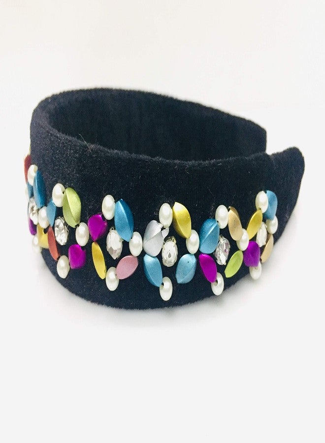 Nnr Girls Beaded Hair Bands With Stone Work_ Pack Of 1 Pcs Black Color - Image 4