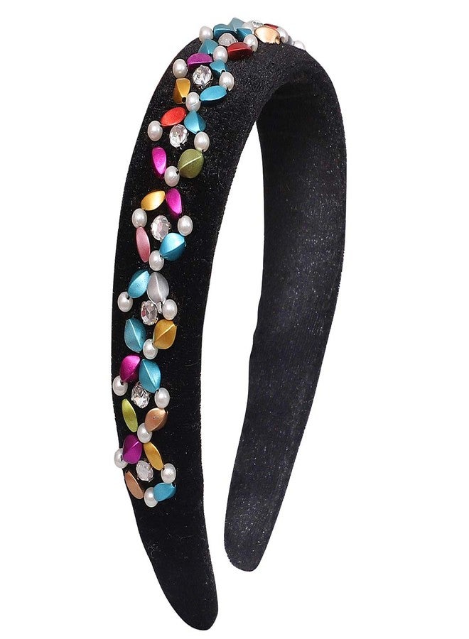 Nnr Girls Beaded Hair Bands With Stone Work_ Pack Of 1 Pcs Black Color - Image 1