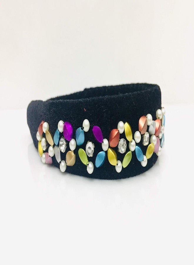 Nnr Girls Beaded Hair Bands With Stone Work_ Pack Of 1 Pcs Black Color - Image 3