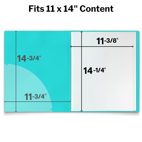 Dunwell 11x14 Art Portfolio Folder (Aqua), Presentation Binder with 24 Pockets, Large 11 x 14 Portfolio Binder, Acid-Free Poly Cover and Sleeves - Image 5