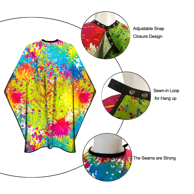 Pelocapa Salon Cape for Women, Hair Cutting Cape with Snap Closure, Professional Large Barber Stylist Hairdresser Cape, Waterproof & Light Weight & Machine Washable- 63â€Ã— 56â€ (Colorful) - Image 4