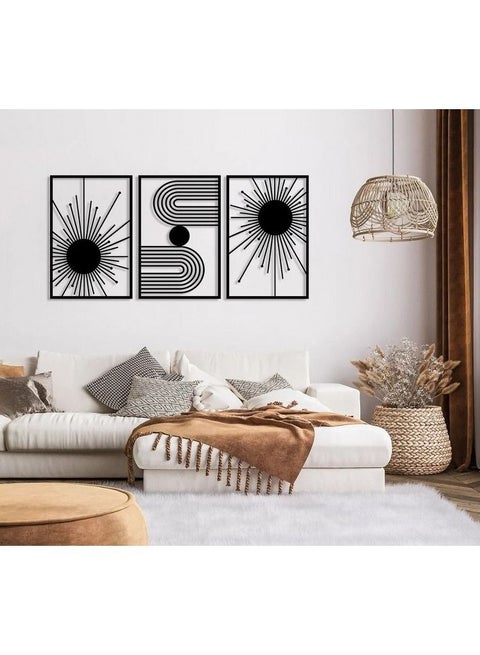 Unique Boho Wood Wall art - Set of 3 Panel Each 60x40