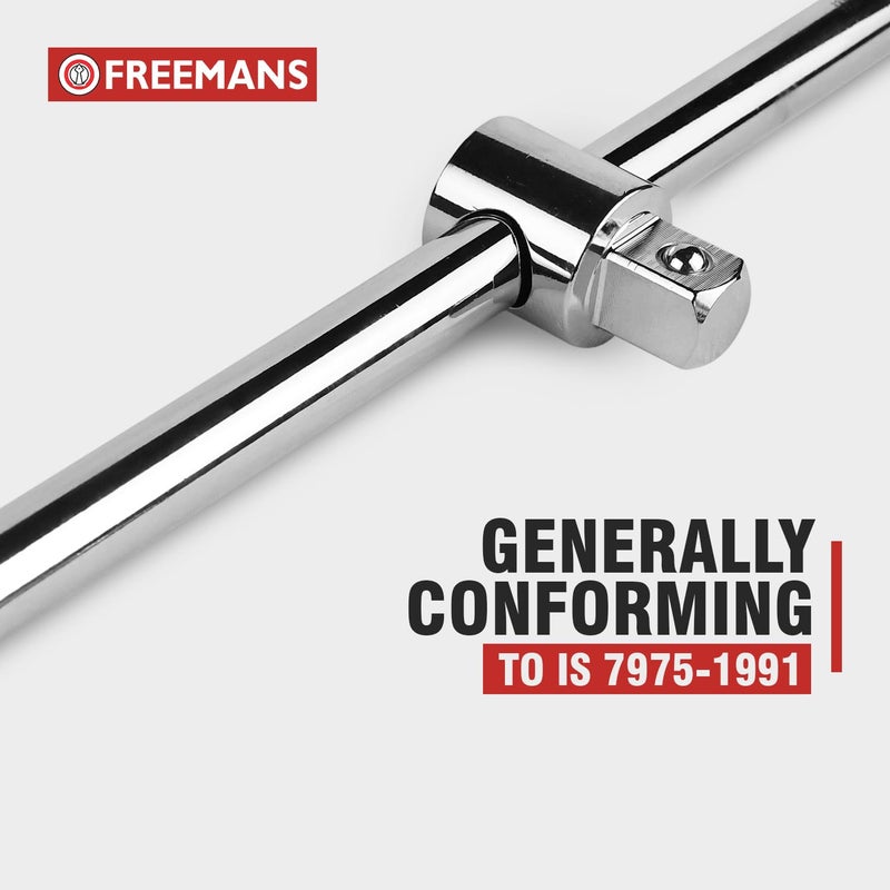 FREEMANS DSH12-300 Heavy-Duty 1/2" Drive Sliding T-Bar Handle - 300mm Length || Drive for Socket Wrenches || CR-V Steel with Chrome Finish || For for Socket Set, Automotive Repair - Image 3