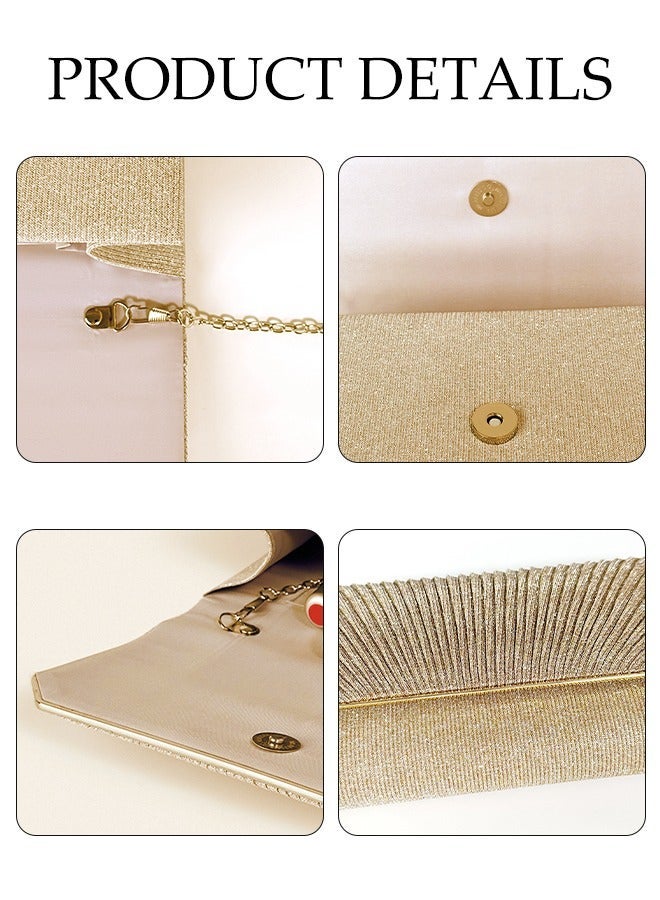 DUNISO Women Shiny Glitter Evening Clutch Bag Envelope Handbag Chain Purse Bag Crossbody Bag for Wedding Formal Cocktail Party - Image 2