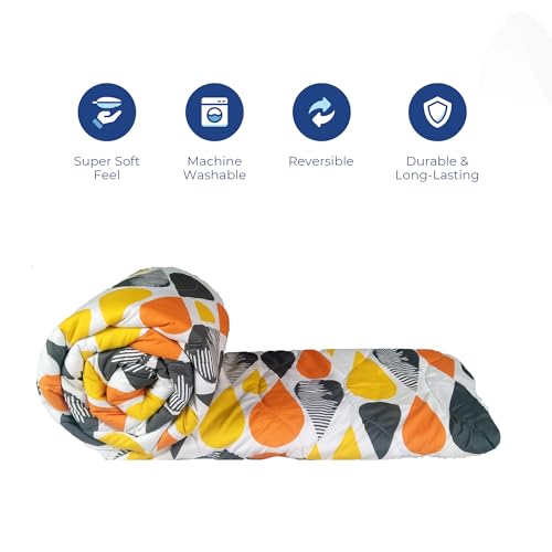 Zinnia Ultra Soft Microfibre Printed Comforter | (Print - Designer) (Drops and Grey) - Image 5