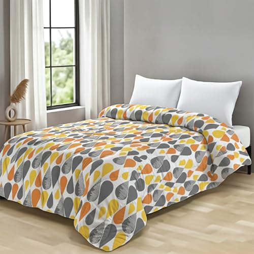 Zinnia Ultra Soft Microfibre Printed Comforter | (Print - Designer) (Drops and Grey) - Image 1