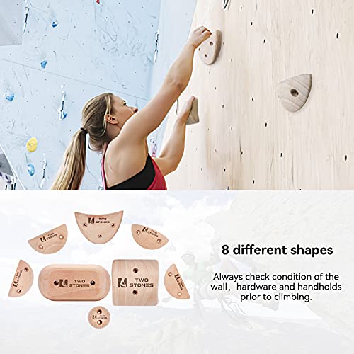 TWO STONES Wooden Rock Climbing Holds Kids and Adults | Wood Rock Wall Climbing Holds Kids and Gyms | Variety Screw On Climbing Hand Holds Set with Mounting Hardware - Image 4