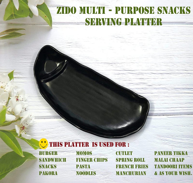 ZIDO Pack of 2 Exclusive Classical Design Serving Platter for All Type of Snacks Like Burger, Cutlet, Pakora, Momos, French Fries and All Tandoori Items. - Image 3
