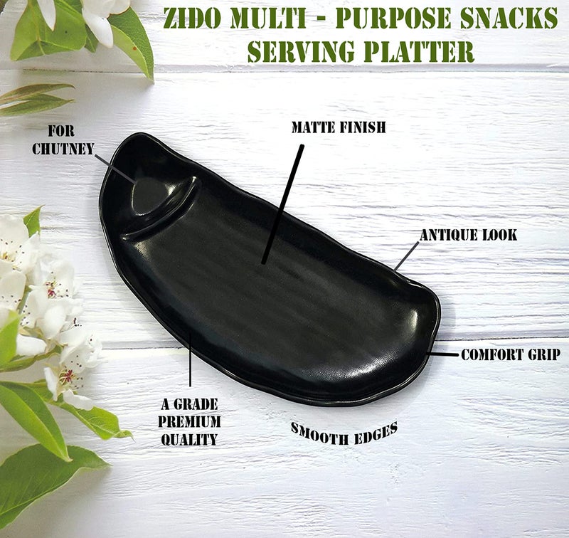 ZIDO Pack of 2 Exclusive Classical Design Serving Platter for All Type of Snacks Like Burger, Cutlet, Pakora, Momos, French Fries and All Tandoori Items. - Image 4