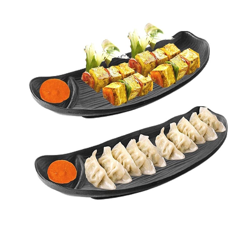 ZIDO Pack of 2 Exclusive Classical Design Serving Platter for All Type of Snacks Like Burger, Cutlet, Pakora, Momos, French Fries and All Tandoori Items. - Image 2