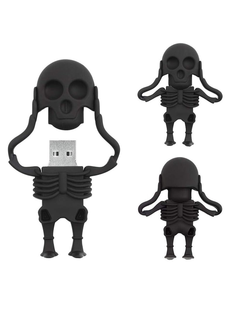 عصا ذاكرة على شكل هيكل عظمي كرتوني، محرك فلاش USB مقاوم للماء والصدمات، محرك إبهام لنقل البيانات عالي السرعة، محرك أقراص تخزين بيانات محمول خفيف الوزن، (قطعة واحدة، أسود، 64 جيجابايت) - Image 2