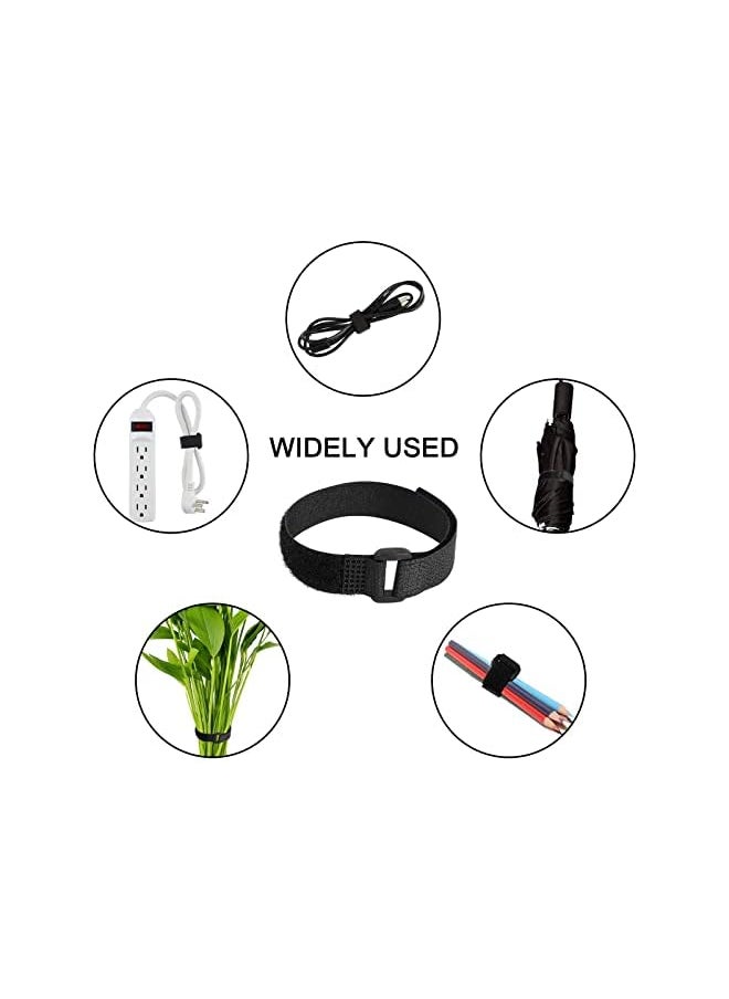 PROMASS - Reusable Cable Ties, Fastening Hook Loop Rope Management Straps with Buckles, Adjustable Nylon Velcro Cord Organizer Wire Ties for Organizing Home Office Data Centers (1.6 * 20CM （8inch）) - Image 1