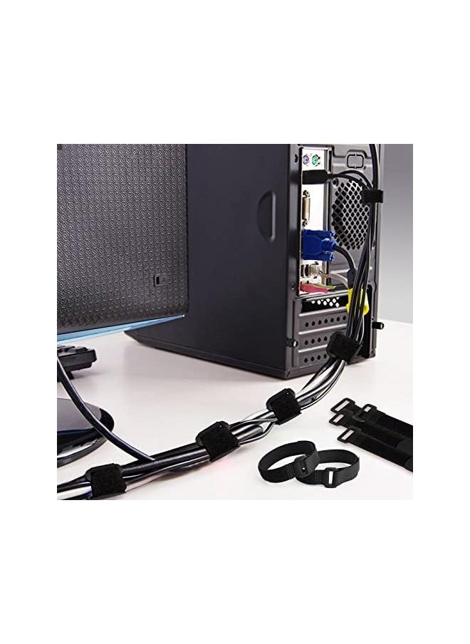 PROMASS - Reusable Cable Ties, Fastening Hook Loop Rope Management Straps with Buckles, Adjustable Nylon Velcro Cord Organizer Wire Ties for Organizing Home Office Data Centers (1.6 * 20CM （8inch）) - Image 1