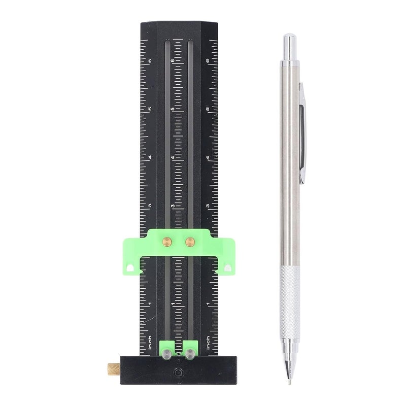 Green T Type Scribing Tool Steel Needle Double Line Marking Ruler Woodworking Sliding Measurement - Image 2