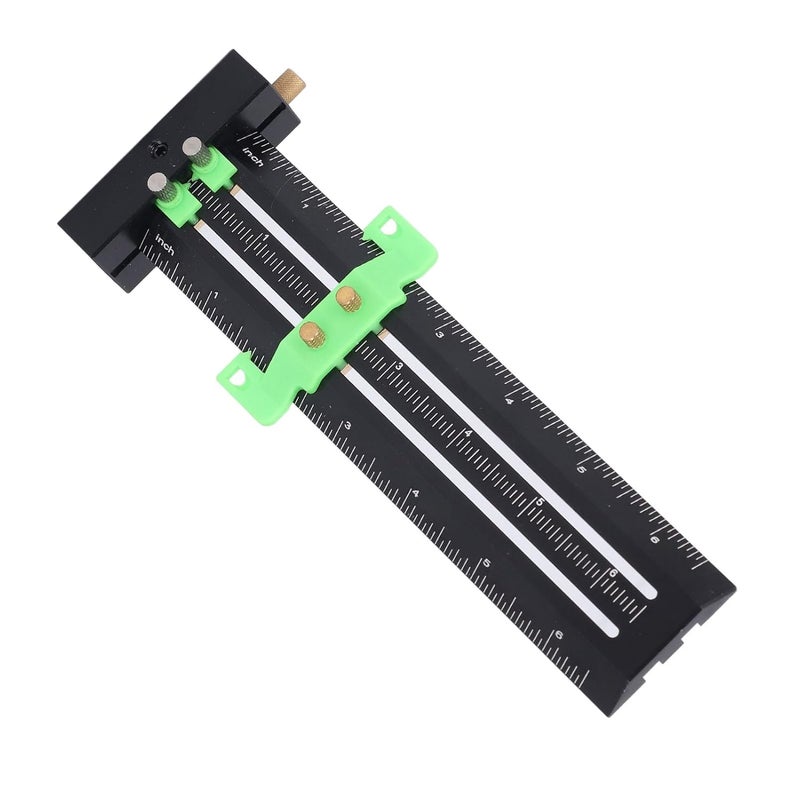 Green T Type Scribing Tool Steel Needle Double Line Marking Ruler Woodworking Sliding Measurement - Image 5