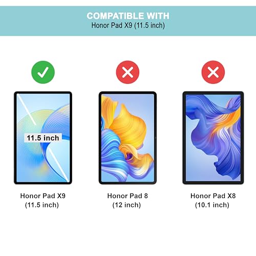 CEDO Tri-Fold for Honor Pad X9 (11.5 in) Smart Case Flip Cover with Multi Viewing Angles Stand | Leather Finish | Heat Dissipation | TPU Backcover (Black) - Image 2