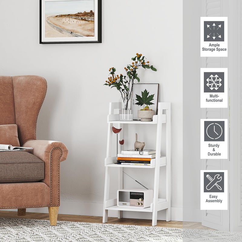 UTEX 3-Tier Ladder Shelf, Bathroom Shelf Freestanding, 3-Shelf Spacesaver Open Wood Shelving Unit, Ladder Shelf (White) - Image 5