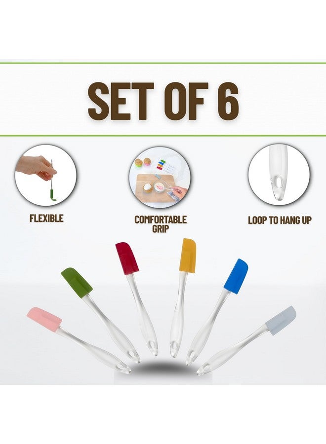 Evelots Set of 6 Mini Silicone Spatulas for Kitchen Cooking & Baking, Small Silicone Cooking Utensils, Heat Resistant BPA Free - Up To 446 Degrees - Image 2