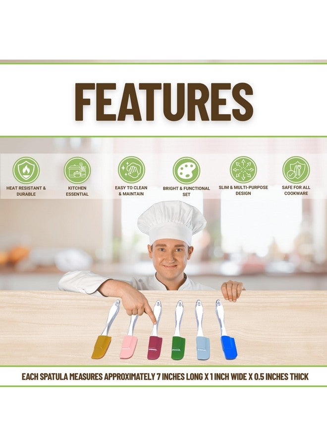 Evelots Set of 6 Mini Silicone Spatulas for Kitchen Cooking & Baking, Small Silicone Cooking Utensils, Heat Resistant BPA Free - Up To 446 Degrees - Image 3