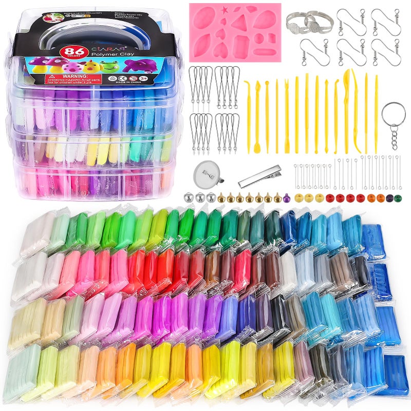 CiaraQ Polymer Clay Starter Kit Oven Bake Modeling Clay with Sculpting Tools 86 Colors 44 lbs - Image 2