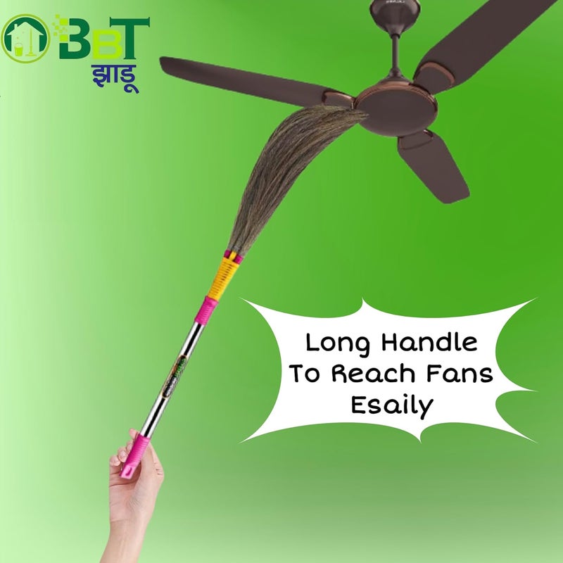 BBT Traditional Phool Jhadu for Home Cleaning – Long Handle Eco-Friendly Grass Broom Stick for Daily Floor Sweeping – Lightweight & Durable (BAHUBALI 3D) - Image 2