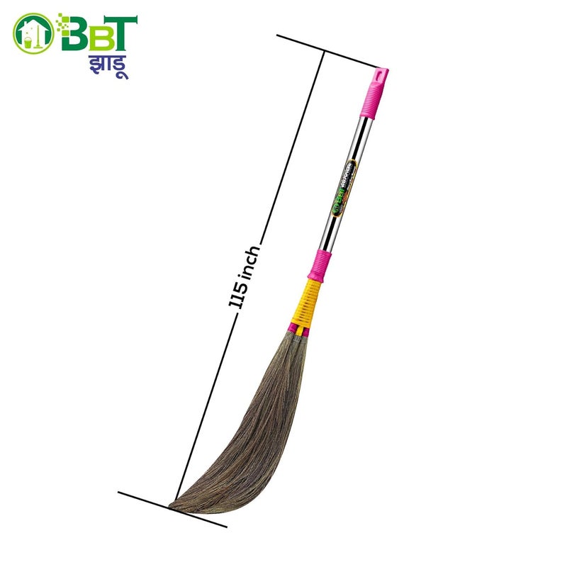 BBT Traditional Phool Jhadu for Home Cleaning – Long Handle Eco-Friendly Grass Broom Stick for Daily Floor Sweeping – Lightweight & Durable (BAHUBALI 3D) - Image 5