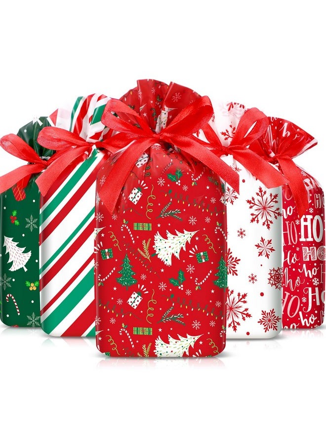 Containlol - 50 Pcs Christmas Drawstring Gift Bags Christmas Party Favor Bag Xmas Goodie Bag Merry Christmas Snack Bag Drawstring Christmas Bag For Gifts Candy Wrapping Xmas Tree Snowflake Party Favors - Image 1