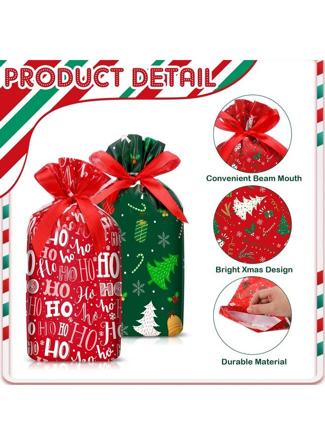 Containlol - 50 Pcs Christmas Drawstring Gift Bags Christmas Party Favor Bag Xmas Goodie Bag Merry Christmas Snack Bag Drawstring Christmas Bag For Gifts Candy Wrapping Xmas Tree Snowflake Party Favors - Image 1