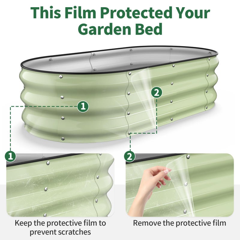 Kesfitt Raised Garden Bed, 4x2x1 FT Galvanized Steel Metal Raised Garden Bed, Oval Open-Bottom Design, 12-Inch Deep for Outdoor Vegetable & Herb Gardening, Fruit Green - Image 5