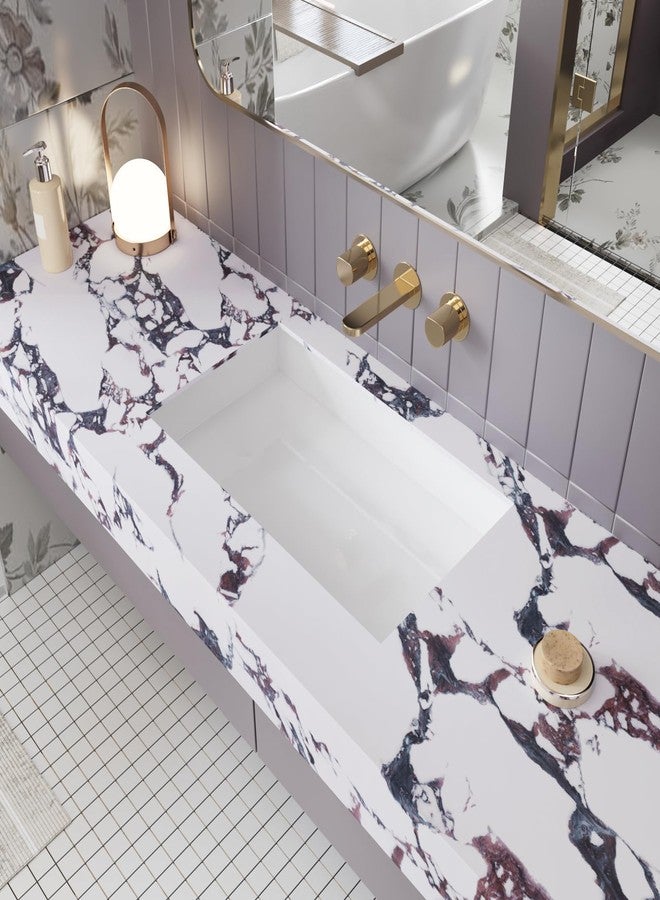 CRE8TIVE Calacatta Viola Marble Contact Paper Matte Purple White Marble Wallpaper Peel and Stick Countertops Waterproof Self Adhesive Removable Kitchen Wallpaper for Cabinets Shelves Drawers 12"x80" - Image 3