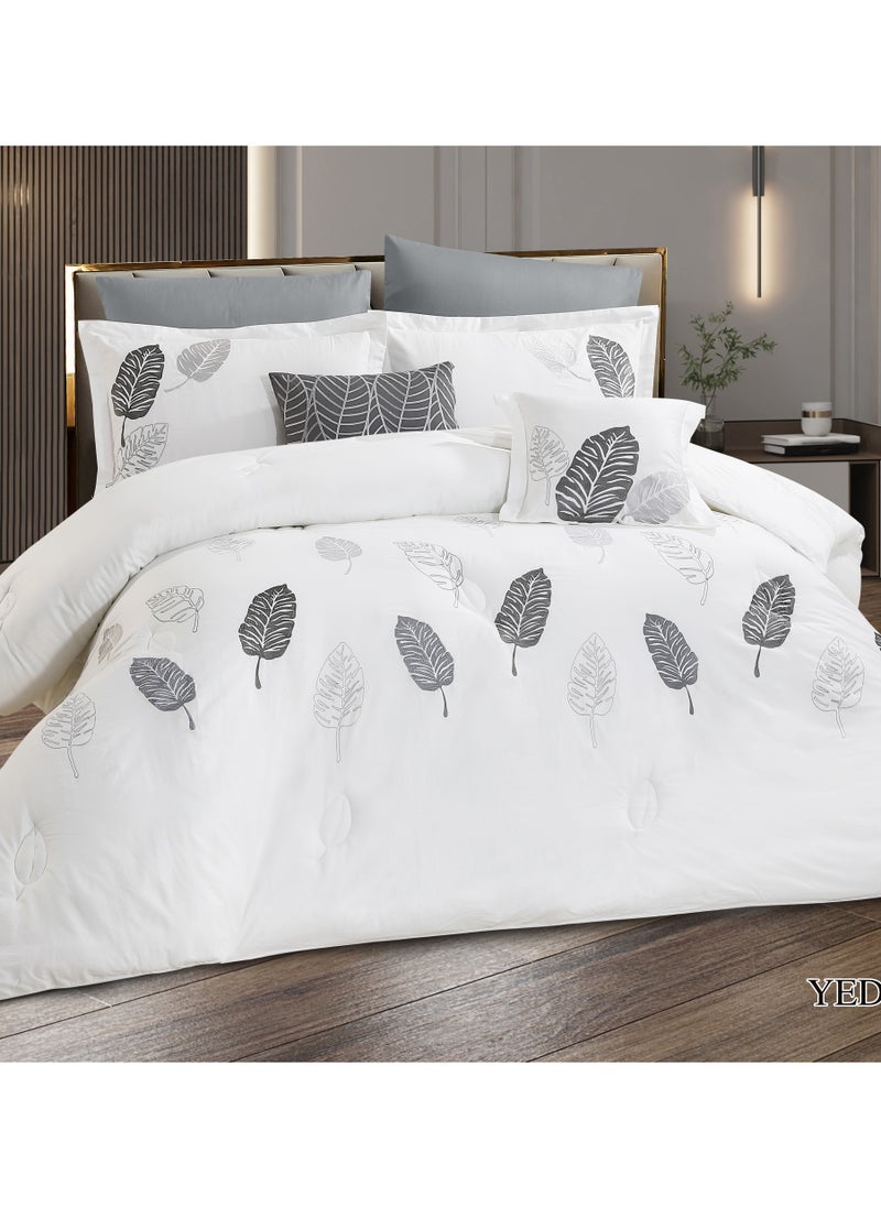 Hours - hours comforter set with soft silky fabric 100% cotton and a modern and distinctive pattern that satisfies all tastes 8 pieces king size - Image 1
