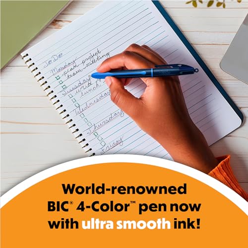 BIC 4 Color Smooth Retractable Ballpoint Pen with Gel-Like Ink and Easy Color Switching, 12-Count in Assorted Ink - Image 2