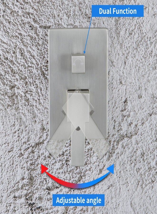 SKOWLL Shower Diverter Valve 2 Way Brushed Nickel Shower Mixer Control Valve Kit Wall Mount Single Handle Dual Function Shower Valve Replacement Rough In Valves Included - Image 3