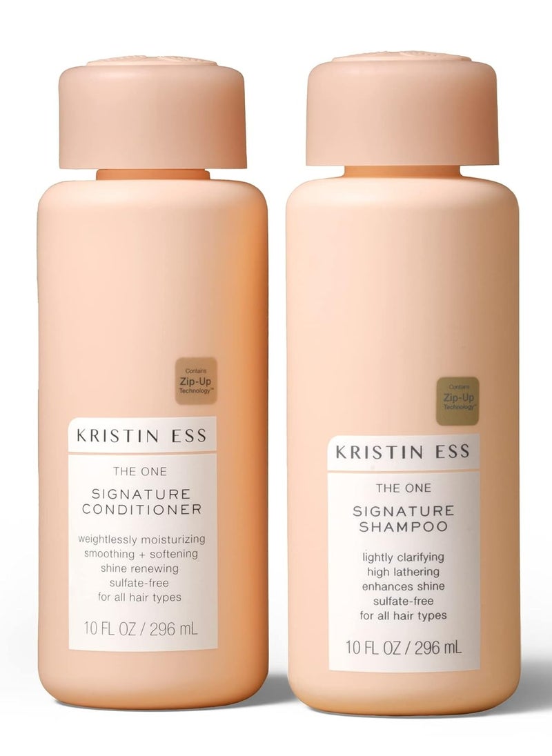 Kristin Ess Kristin Ess Signature Salon Sulfate Free Shampoo Conditioner Set for Moisture, Softness + Shine - Anti Frizz - Vegan + Color Safe - Clarify, Hydrate + Repair Oily, Dry, Fine, Curly, Coily + Thick Hair  - Image 1