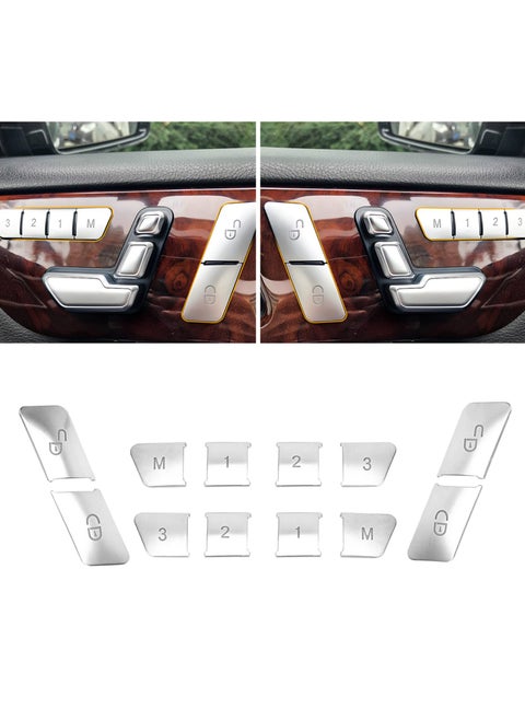 W204 Chrome Lock Unlock Button Stickers Seat Memory Door Switch Trim Cover Interior Decoration for Mercedes Benz GLK ML GL A B C E C117 GLA CLA CLS W218 X156 GLE GL GLS