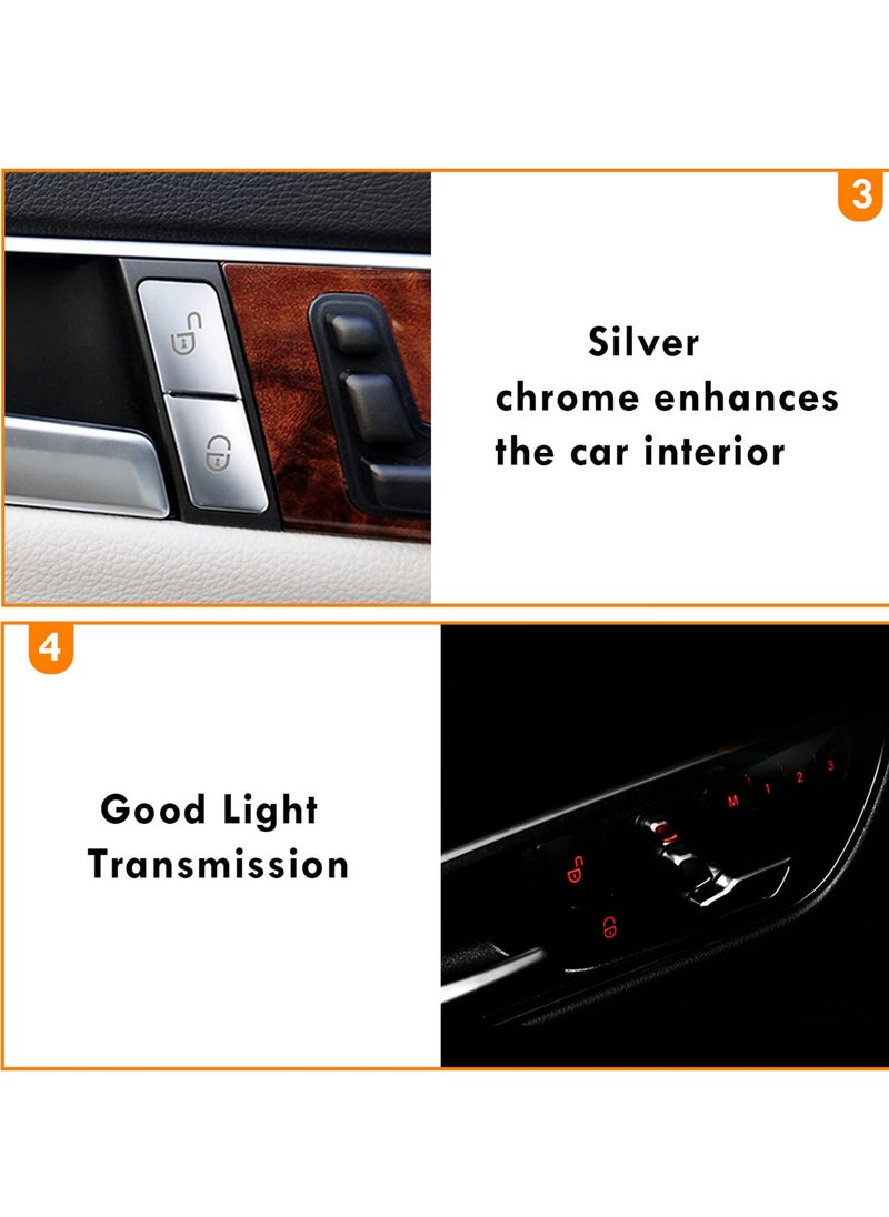Excefore - W204 Chrome Lock Unlock Button Stickers Seat Memory Door Switch Trim Cover Interior Decoration for Mercedes Benz GLK ML GL A B C E C117 GLA CLA CLS W218 X156 GLE GL GLS - Image 1