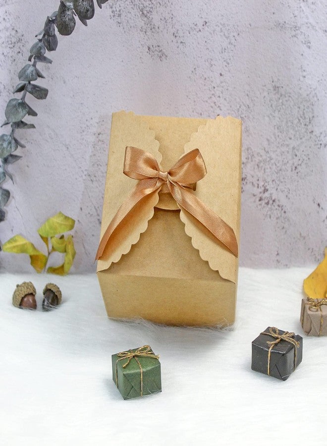 WEWILUCK Brown Box for Presents, 10 Pack Small Empty Kraft Paper Gift Boxes with Ribbon For Packaging Candy, Cookie, Chocolate, Craft, Candle, Small Gifts, 4.75” x 4.75” x 3.53” - Image 3